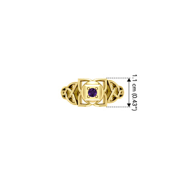 Muladhara Root Chakra with Celtic Designs Solid Yellow Gold Ring GRI2351